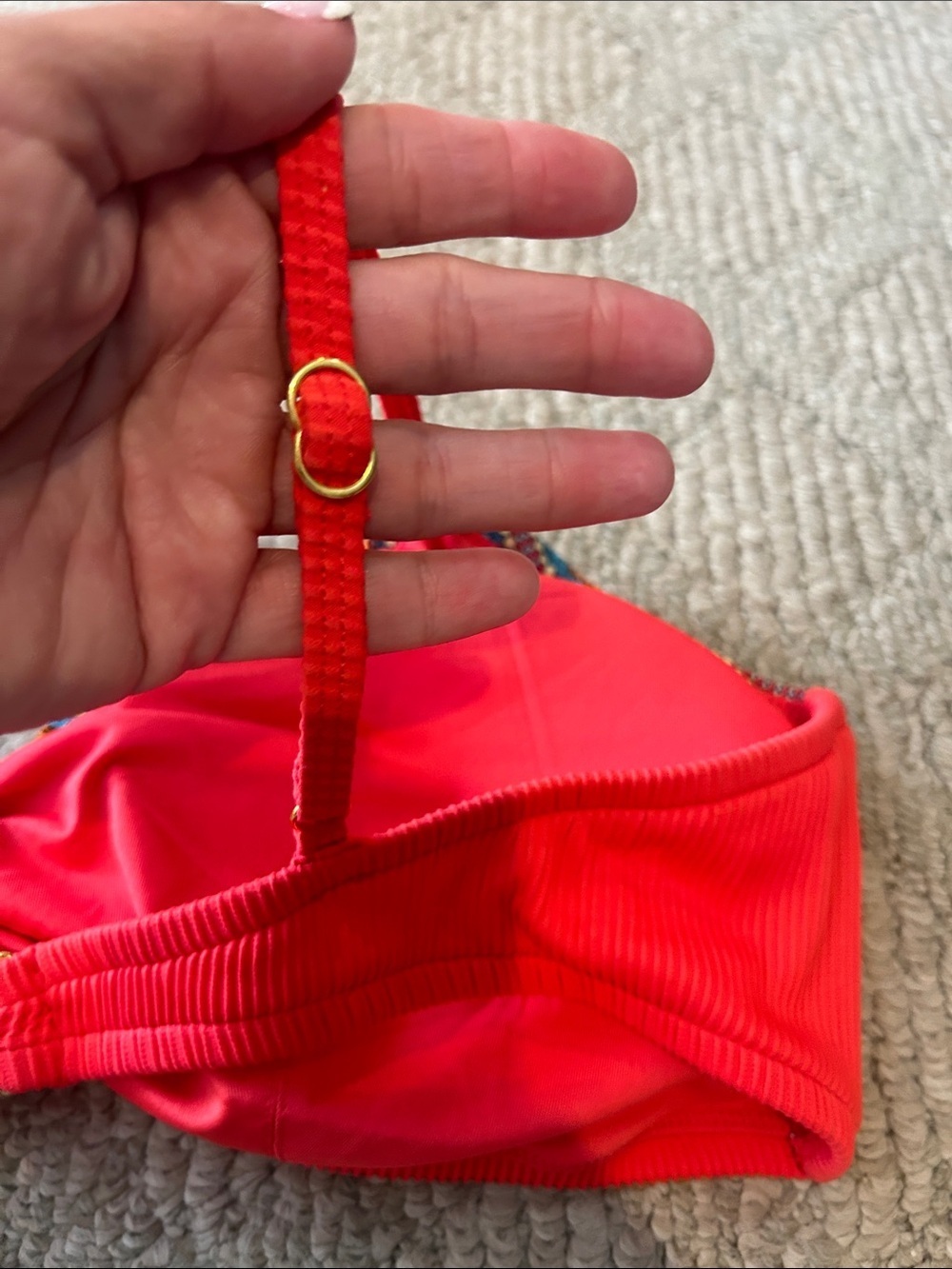 Swimsuits For All Red Tie-Front Bikini with Multicolor Trim - Picture 11 of 13